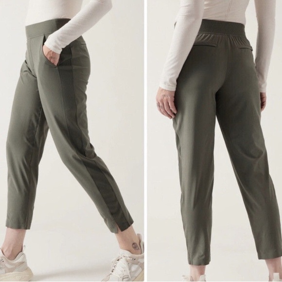 Athleta Brooklyn Ankle Pants Gray Ribbed Ankle Pockets travel - Picture 1 of 5